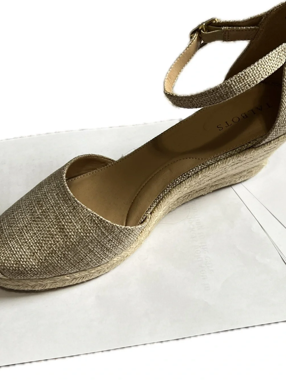 Talbots Natural Beige Woven Ankle-Strap Espadrilles